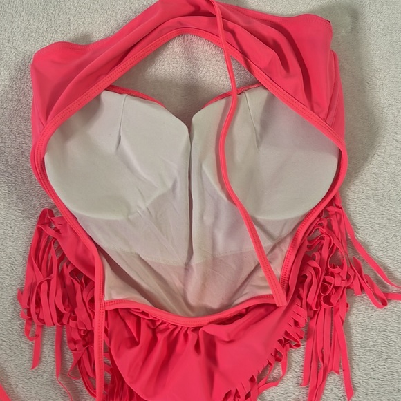 Bright Pink XL 1X size 2 piece swimsuit bathing suit coral pink slimming neon - Picture 4 of 9